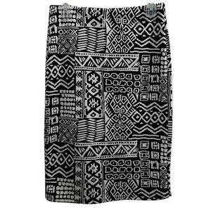 Forever 21 Black & White Tribal Print Stretch Pencil  Bodycon Skirt S Geometric
